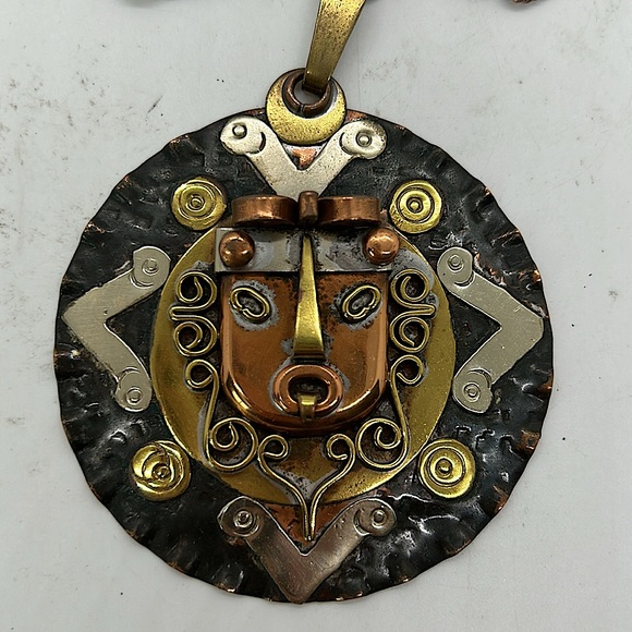 Diaz Santoyo Vintage Aztec Tribal Copper Necklace/Earrings Jewelry Set 🌸🌸 - Picture 2 of 9